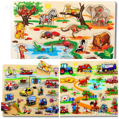 Пъзел Eichhorn 100005454 40 x 35 см с 21-23 части Сафари, Ферма, Трафик, снимка 2 - Игри и пъзели - 53577922