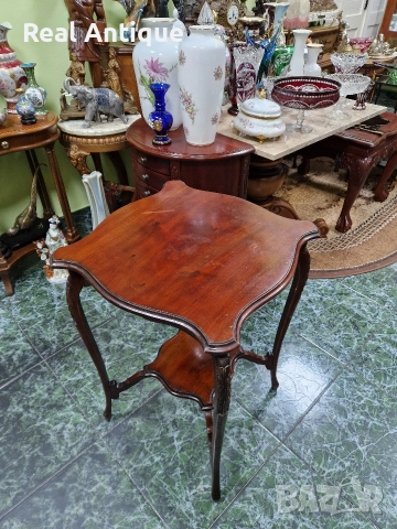 Уникална антикварна английска Едуардинска махагонова масичка , снимка 4 - Антикварни и старинни предмети - 52926802