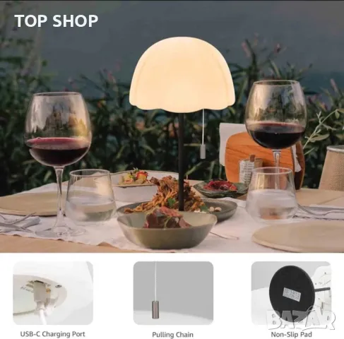 Трапезна LED безжична лампа за маса Димируема с дистанционно, снимка 6 - Настолни лампи - 48938455