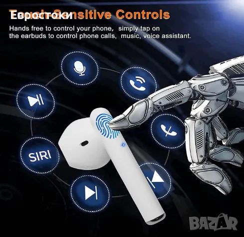 Безжични слушалки V88 TWS, Bluetooth слушалки, Bluetooth 5.0, снимка 4 - Безжични слушалки - 48934892