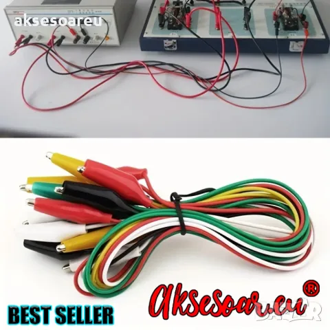 10 бр. тестови кабели със сонди първокласни електрически щипки тип крокодил в 5 цвята кабелни връзки, снимка 14 - Друга електроника - 50232410