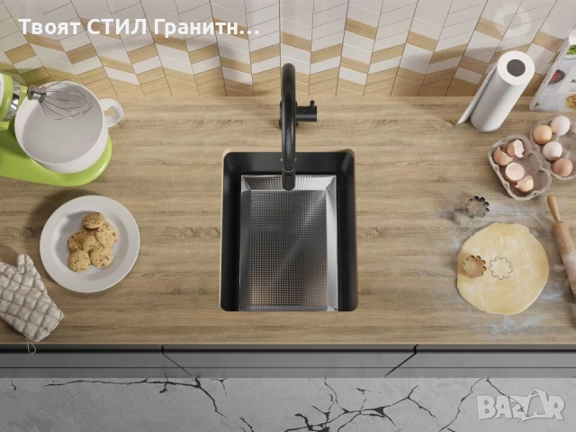 графит кухненска мивка за вграждане под плот Венеция 50 XL 460x440 мм, снимка 6 - Мивки - 51878574