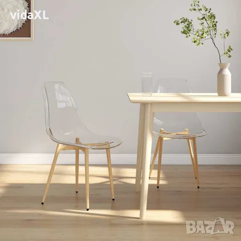 vidaXL Трапезни столове, 2 бр, прозрачни, PET, снимка 2 - Столове - 56147087