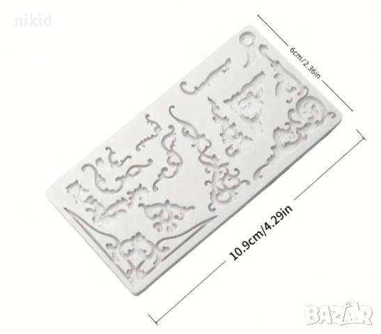 Ъгъл ъгли орнамен орнаменти силиконов молд форма фондан гипс декор украса, снимка 3 - Форми - 53263404
