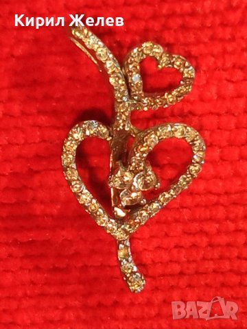 НЕЖЕН СКЪПОЦЕНЕН СРЕБЪРЕН АРТ МЕДАЛЬОН СРЕБРО 925 ИТАЛИЯ с БЯЛА ПОЗЛАТА и ИСКРЯЩИ ЦИРКОНИ 38229