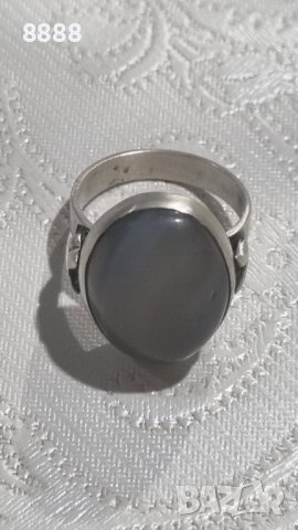 Стар масивен сребърен пръстен с камък Ахат , снимка 2 - Пръстени - 44297230