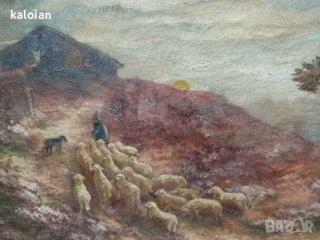 Антикварна английска картина масло на платно. Пълен оригинал без реставрация от началото на 20 ти ве, снимка 3 - Картини - 48125126