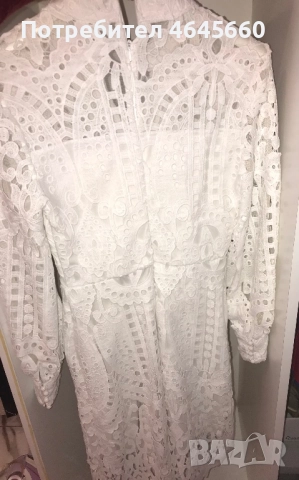 Бяла дантелена рокля къса, снимка 5 - Рокли - 52383040