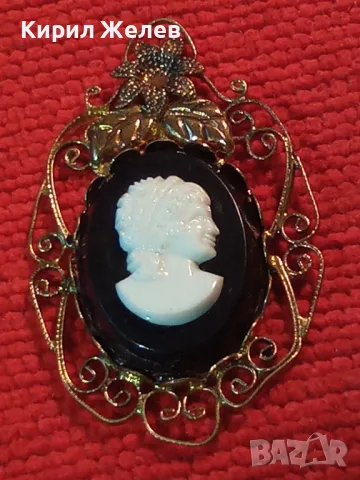 СТАРИННА ФИЛИГРАННА МЕДНА ПОЗЛАТЕНА КАМЕЯ КЛАСИЧЕСКА ФИНА МАЙСТОРСКА ИЗРАБОТКА РЕТРО БИЖУ 45673, снимка 8 - Антикварни и старинни предмети - 47120421