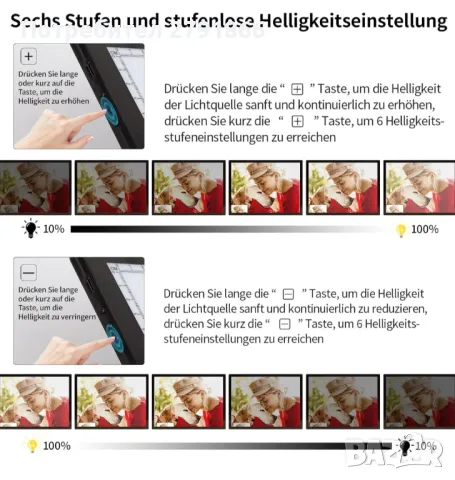 iVAOOZE осветителна маса A3 със стойка/щипки, 3000 mAh батерия, снимка 5 - Ученически пособия, канцеларски материали - 49791707