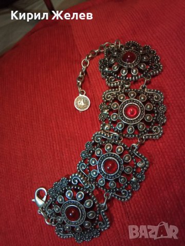 ОСМАНСКА ПОСРЕБРЕНА ГРИВНА ГРАНУЛАЦИЯ с КАТАЛИН / ЧЕРВЕН КЕХЛИБАР 57311, снимка 2 - Колекции - 29556313