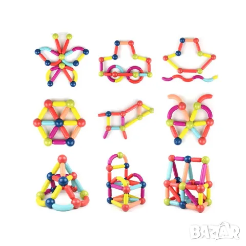 Магнитен конструктор Magnetic Sticks – 64 части, снимка 4 - Игри и пъзели - 55825048