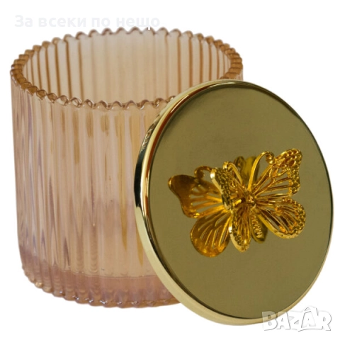 Буркан за свещи с капак-пеперуда, 2 цвята Код P1436, снимка 4 - Декорация за дома - 52185906