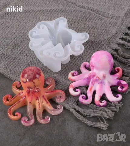 3D Октопод медуза силиконов молд форма фондан шоколад гипс смола свещ сапун декор, снимка 2 - Форми - 49640384