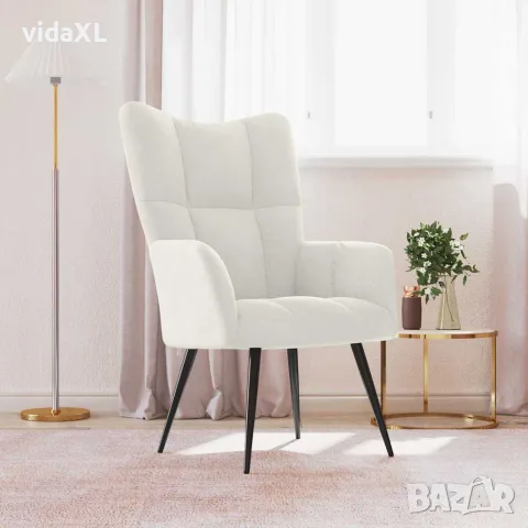 vidaXL Релаксиращ стол, кремавобял, кадифе, снимка 2 - Столове - 56146821