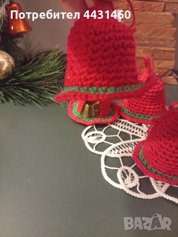 Плетени на една кука камбанки със звънчета, снимка 2 - Декорация за дома - 53485130