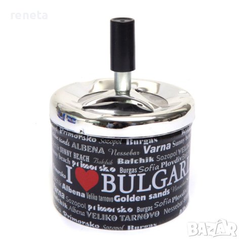 Пепелник Ahelos, Противовятърен, Метален, Черен, снимка 1