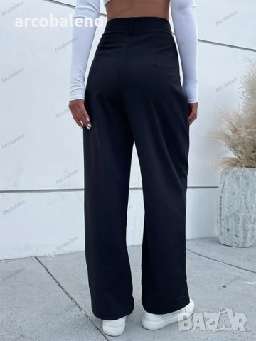 Дамски моден едноцветен ежедневен панталон с висока талия - 023 , снимка 4 - Панталони - 42194476