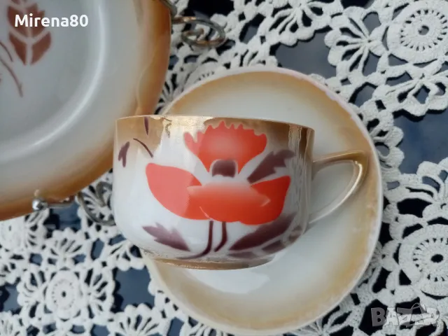 Антикварен сет за чай, снимка 5 - Чаши - 49756605