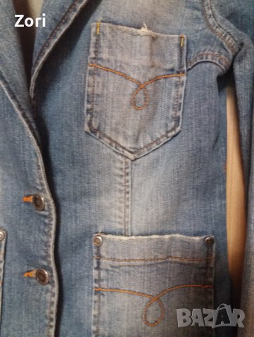 Дънково сако с накъсан ефект , снимка 3 - Сака - 41226996