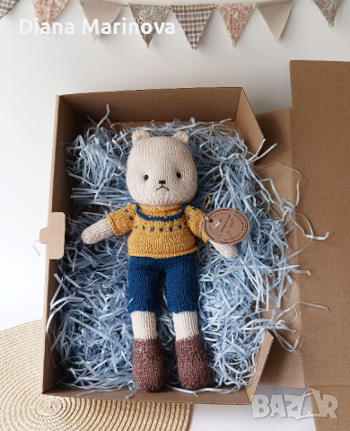 Мече с блузка и панталонки, плетени играчки, играчка ръчна изработка, плетено мече, снимка 6 - Други - 44602135