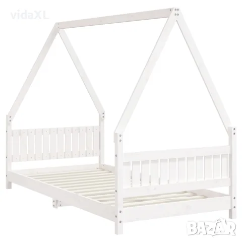 vidaXL Детска рамка за легло, бяла, 90x190 см, бор масив, снимка 3 - Бебешки легла и матраци - 56148172