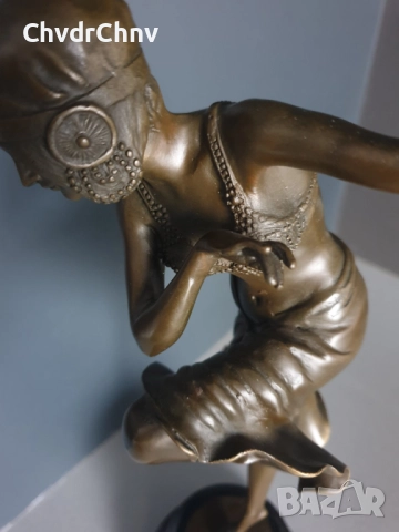 39см-4кг Chiparus статуетка/френска бронзова скулптура/Арт Деко фигура кабаретна танцьорка-балерина, снимка 7 - Статуетки - 52469095
