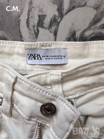 Zara бели дамски дънки, снимка 3 - Дънки - 50636197
