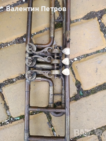 стар немски тромбон ,Joze Muller,firmen, снимка 8 - Антикварни и старинни предмети - 53141208