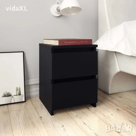 vidaXL Нощни шкафчета, 2 бр, черни, 30x30x40 см, инженерно дърво, снимка 6 - Шкафове - 56147698