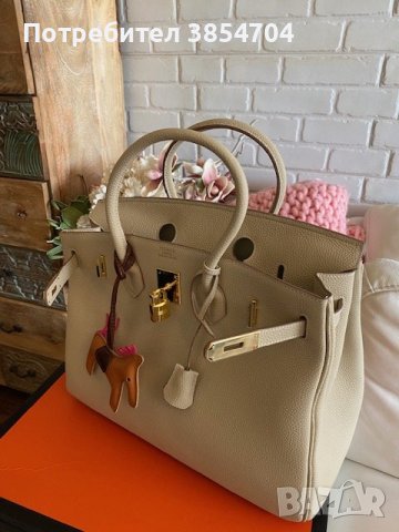чанта Ермес Биркин 35см*Hermès Birkin 35 White Clemence Gold Hardware, снимка 7 - Чанти - 42638103