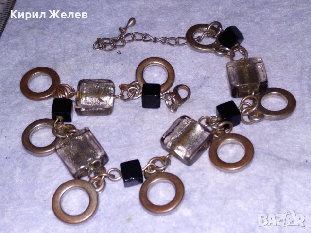 ШАРМАНТНА ПОМЕДНЕНА ВИНТИДЖ АРТ ГРИВНА от БЛАГОРОДНА СТОМАНА с ВЕНЕЦИАНСКИ ТИП ЦВЕТНО СТЪКЛО 37381, снимка 2 - Гривни - 41682657