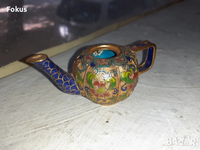 Малко чайниче Клоазоне cloisonne, снимка 4 - Антикварни и старинни предмети - 53456922