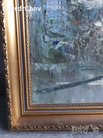 Green 101х71см/голяма картина масло върху платно/градски пейзаж-Париж/дървена рамка, снимка 14 - Картини - 52549794