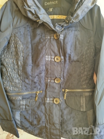 модерно дамско яке с яка/ качулка- District- размер S, снимка 3 - Якета - 53844832