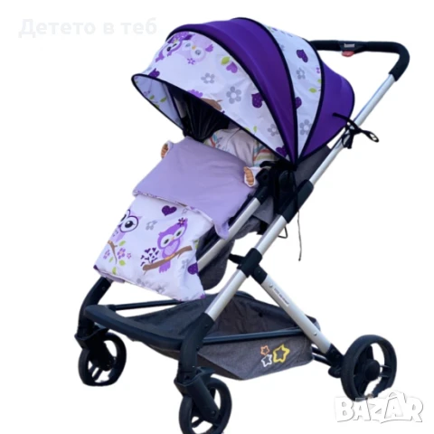 Сенник за количка универсален сфера, лилави бухали с лилаво, снимка 1