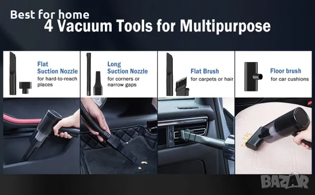 Мощна ръчка акумулаторна прахосмукачка с комплект накрайници  WHJC, снимка 10 - Прахосмукачки - 48256395