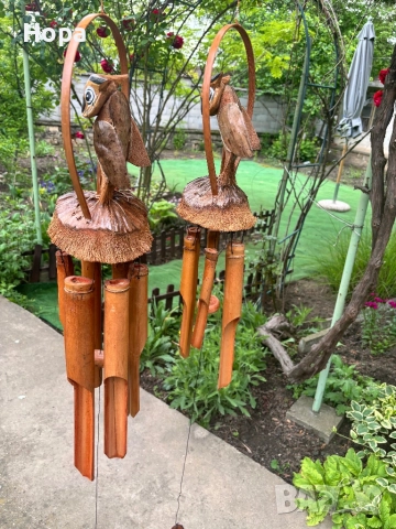 Вятърен звънец от дърво Бухал. 60см. и 80см., снимка 3 - Градински мебели, декорация  - 41700684