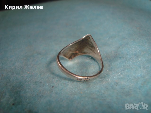 СТАР АВТОРСКИ СРЕБЪРЕН АРТ ДЕКО ПРЪСТЕН СРЕБРО 925 АНГЛИЯ с ПЕЧАТ на МАЙСТОРА 25690, снимка 4 - Антикварни и старинни предмети - 35884663