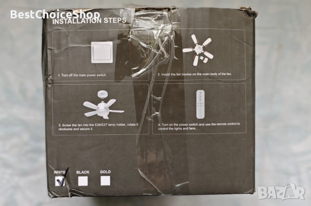 VARICART вентилатор с осветление Е27, дистанционно управление 2000LM димируем LED – 15-20㎡, снимка 9 - Лед осветление - 53731338