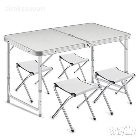 Сгъваема къмпинг маса с 4 стола, Маса със столове, Къмпинг комплект 