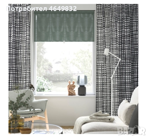 Нови завеси IKEA - 100 % памук GRONKATTFOT с готов перделък