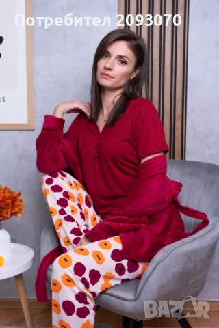 Дамска пижама с плюшен халат ( 3 части), снимка 6 - Пижами - 50970883