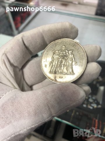 Сребърна монета Франция 50 франка 1978 Херкулес, снимка 6 - Нумизматика и бонистика - 40498360