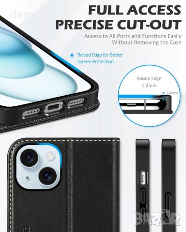 Калъф SHIELDON за: iPhone 15 Plus 5G 6.7"-черен; iPhone 15 6.1"-червен, снимка 9 - Калъфи, кейсове - 42356123