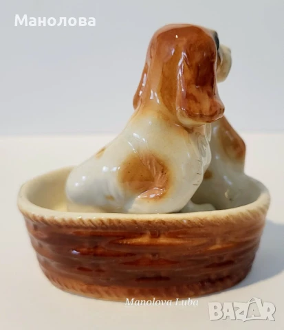 Винтидж японски порцеланова фигурка, кученца Шпаньол, снимка 4 - Колекции - 50453369