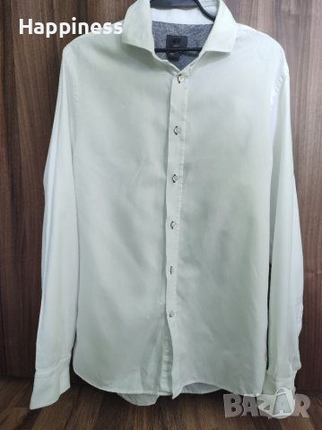 Оригинална бяла мъжка риза HM TWOPLY - M, снимка 6 - Ризи - 39066410