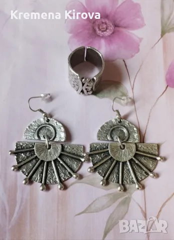 Дамски комлект обеци и пръстен. Идея за подарък. Бижута Луди гъби., снимка 2 - Бижутерийни комплекти - 49569534