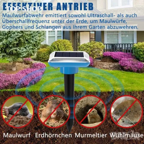 Соларен репелент за къртици, ултразвуков, водоустойчив, 4 бр., снимка 2 - Басейни и аксесоари - 49487912