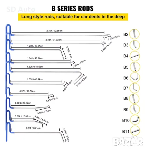 VEVOR PDR Комплект Лостове за ремонт на вдлъбнатини без кит и боя - 21 части, снимка 4 - Аксесоари и консумативи - 49553232